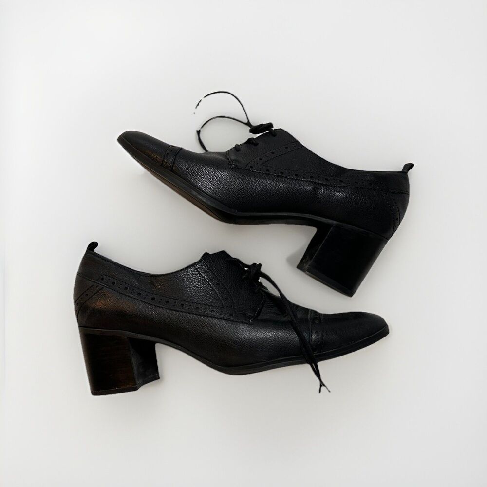 Franco Sarto Leather Lace Up Block Heel Size 9.5